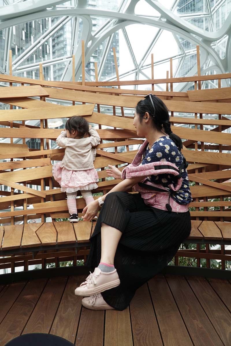 Visiting Seattle Amazon Spheres with Young Toddler